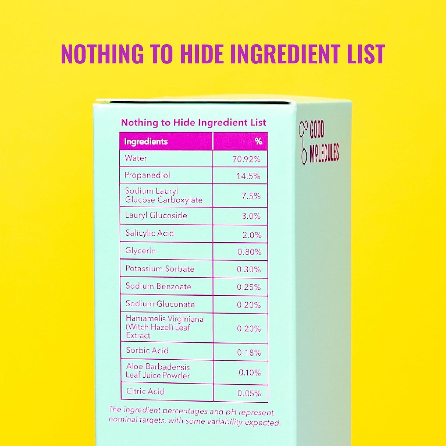imageGood Molecules Acne Foaming Cleanser 2 Salicylic Acid Foam Cleanser Gentle Acne Face Wash with Alcohol Free Witch Hazel and Aloe Skin Care for Face