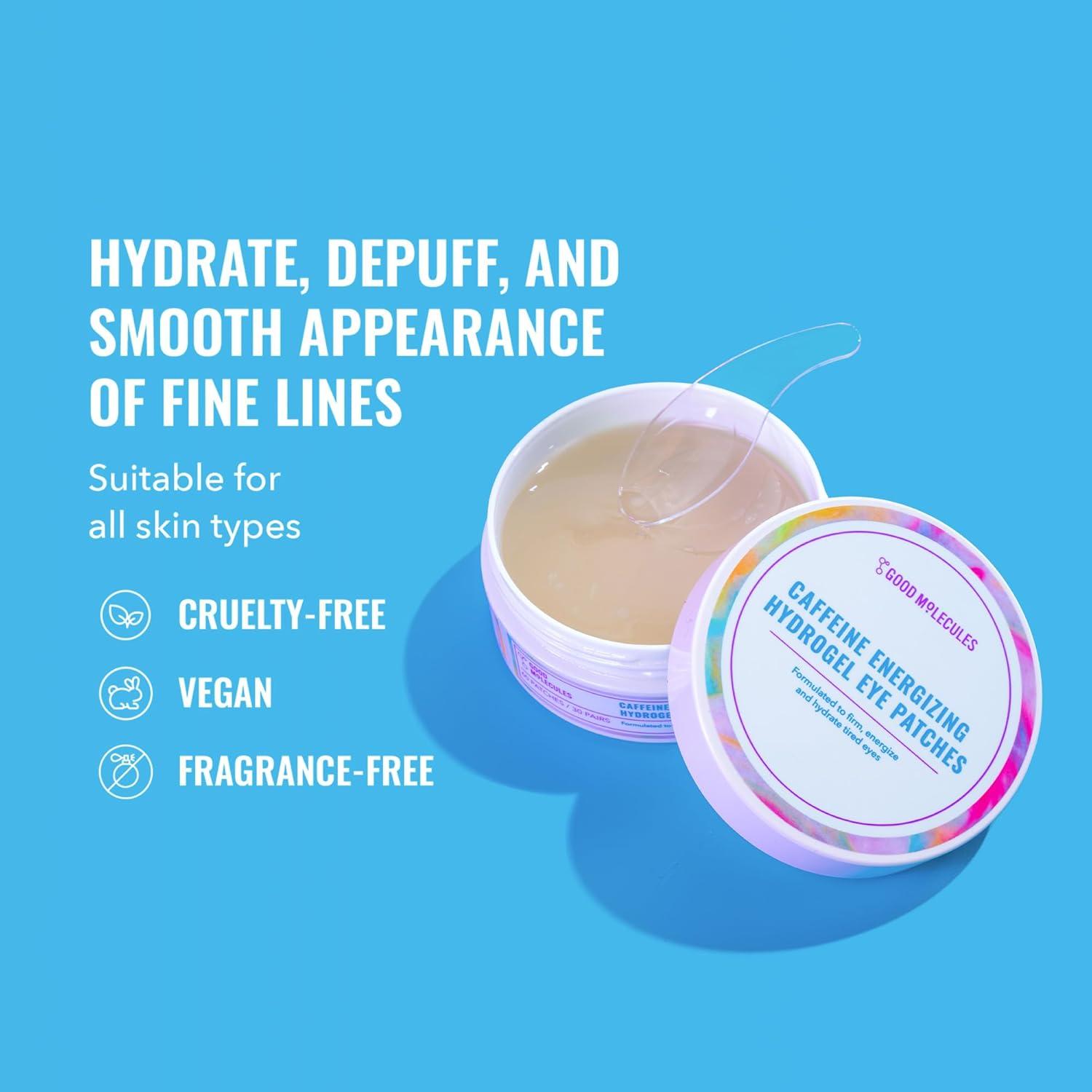 imageGood Molecules Caffeine Energizing Hydrogel Eye Patches Eye Mask with Hyaluronic Acid Hydrate and Reduce Puffiness Pack of 30 Skincare for Face