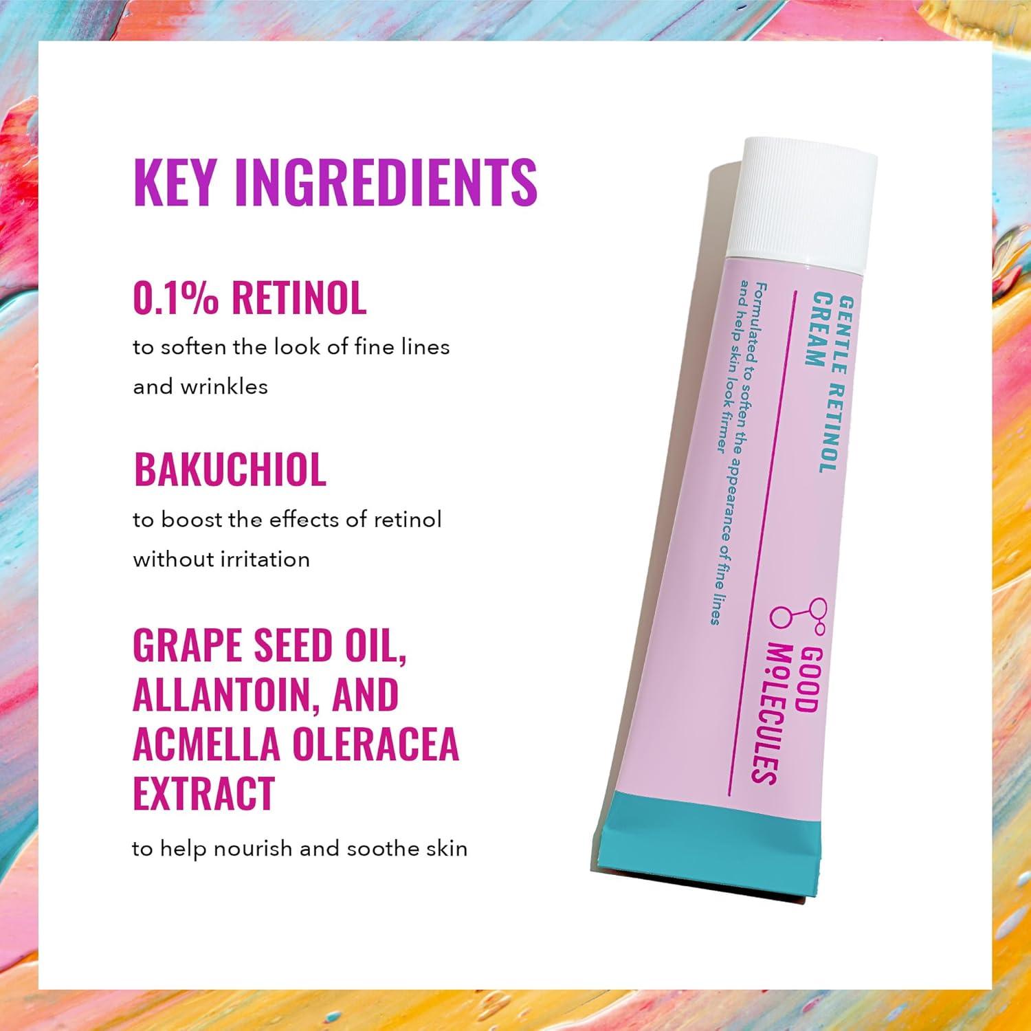 imageGood Molecules Gentle Retinol Cream Retinol Night Cream to Minimize Appearance of Fine Lines ampamp Wrinkles Skin Tightening Recipe with Bakuchiol AntiAging Skin Care For Face