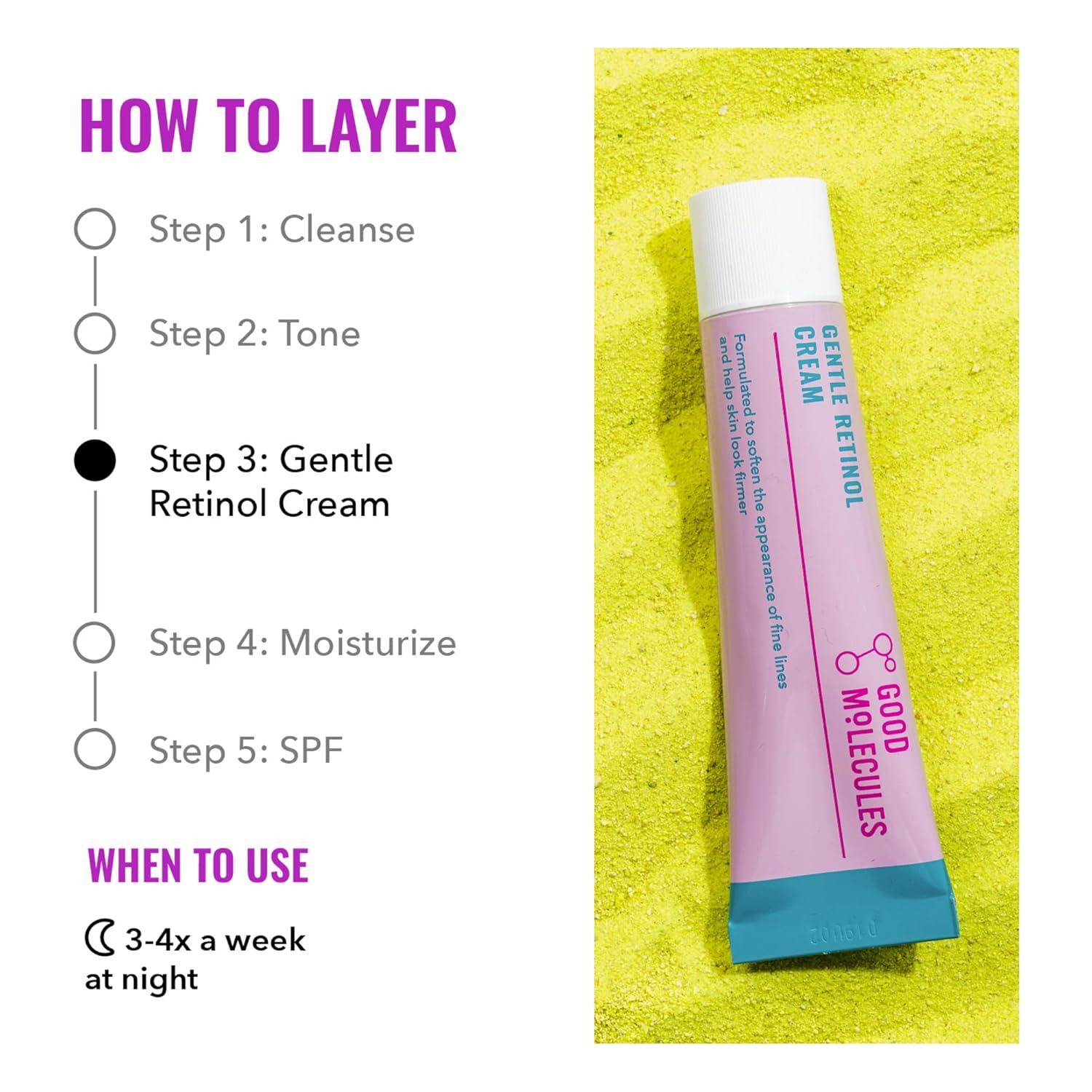 imageGood Molecules Gentle Retinol Cream Retinol Night Cream to Minimize Appearance of Fine Lines ampamp Wrinkles Skin Tightening Recipe with Bakuchiol AntiAging Skin Care For Face