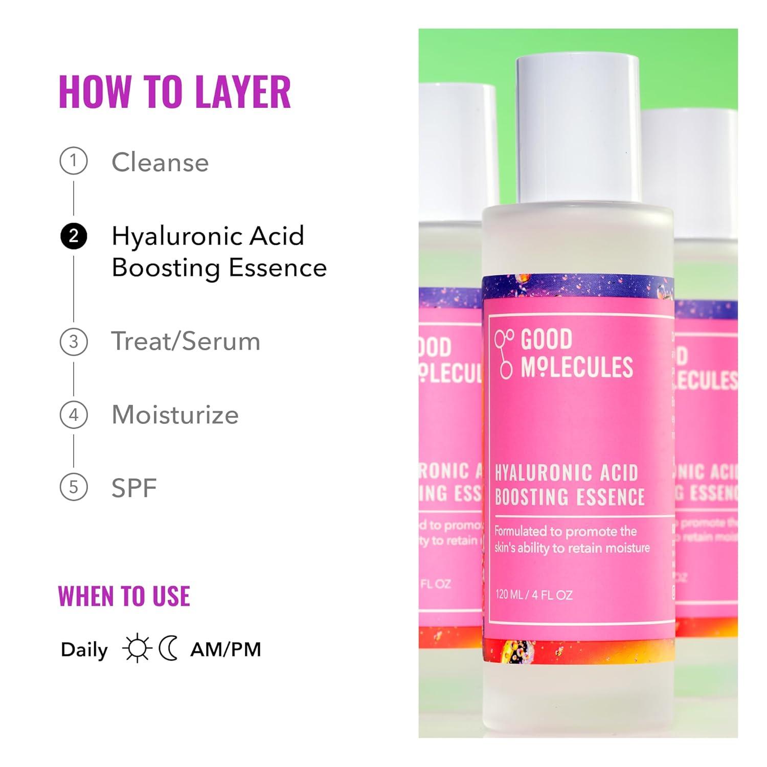 imageGood Molecules Hyaluronic Acid Boosting Essence Ultra Hydrating Face Moisturizer with Peptides to Boost Skin Firming and Plumpness Skin Care For Face