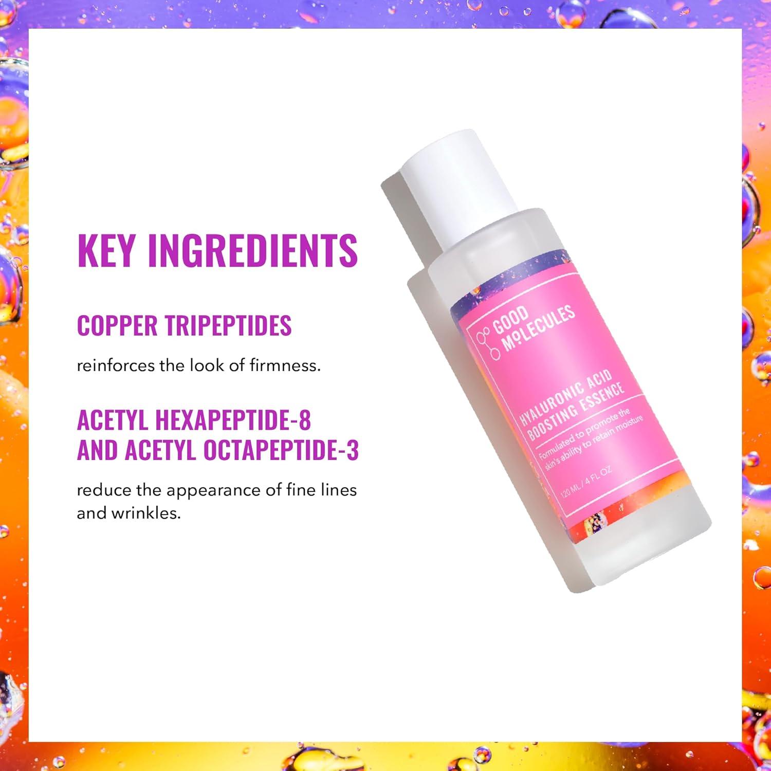imageGood Molecules Hyaluronic Acid Boosting Essence Ultra Hydrating Face Moisturizer with Peptides to Boost Skin Firming and Plumpness Skin Care For Face