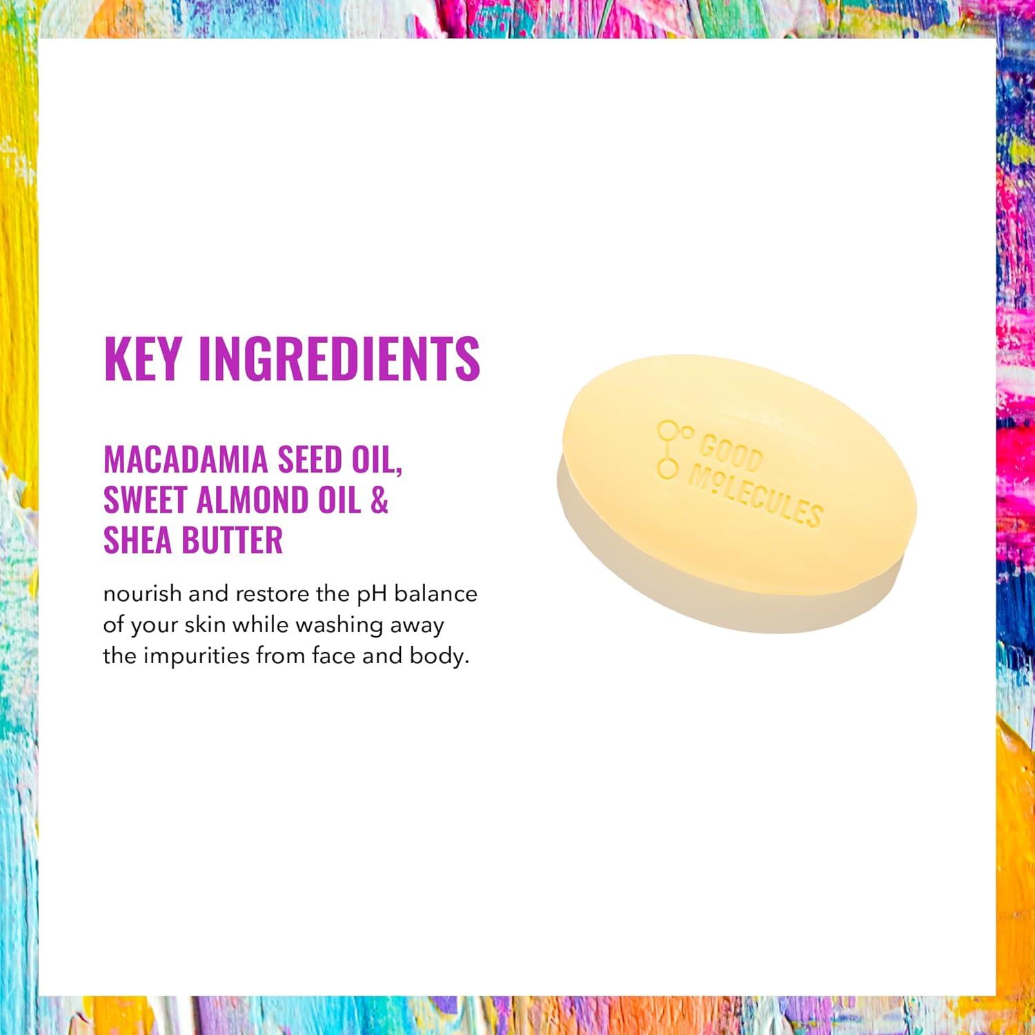 imageGood Molecules Hydrate and Cleanse Bar Soap Free Bar with Shea Butter and Macadamia Seed Oil for Ultra Hydrating Body and Face Moisturizer Skin Care