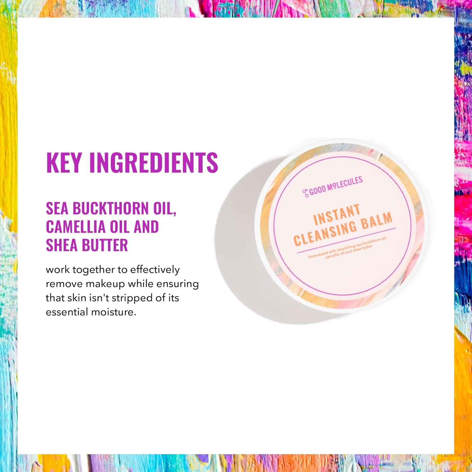 imageGood Molecules Instant Cleansing Balm Face Cleanser and Makeup Remover with Shea Butter and Sea Buckthorn to Hydrate Skin Care for Face and EyesUnscented