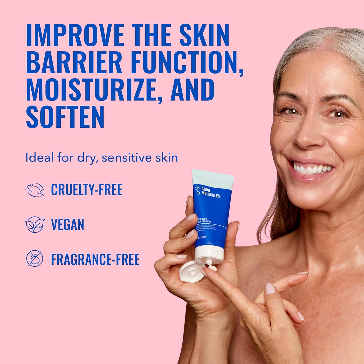 imageGood Molecules Rich Cream with Ceramides 50 ml 16 oz Daily Facial Moisturizer for Dry Skin Redness Face Lotion with Betulin Soothe Plump Hydrate Moisturize Antiaging Skin Care