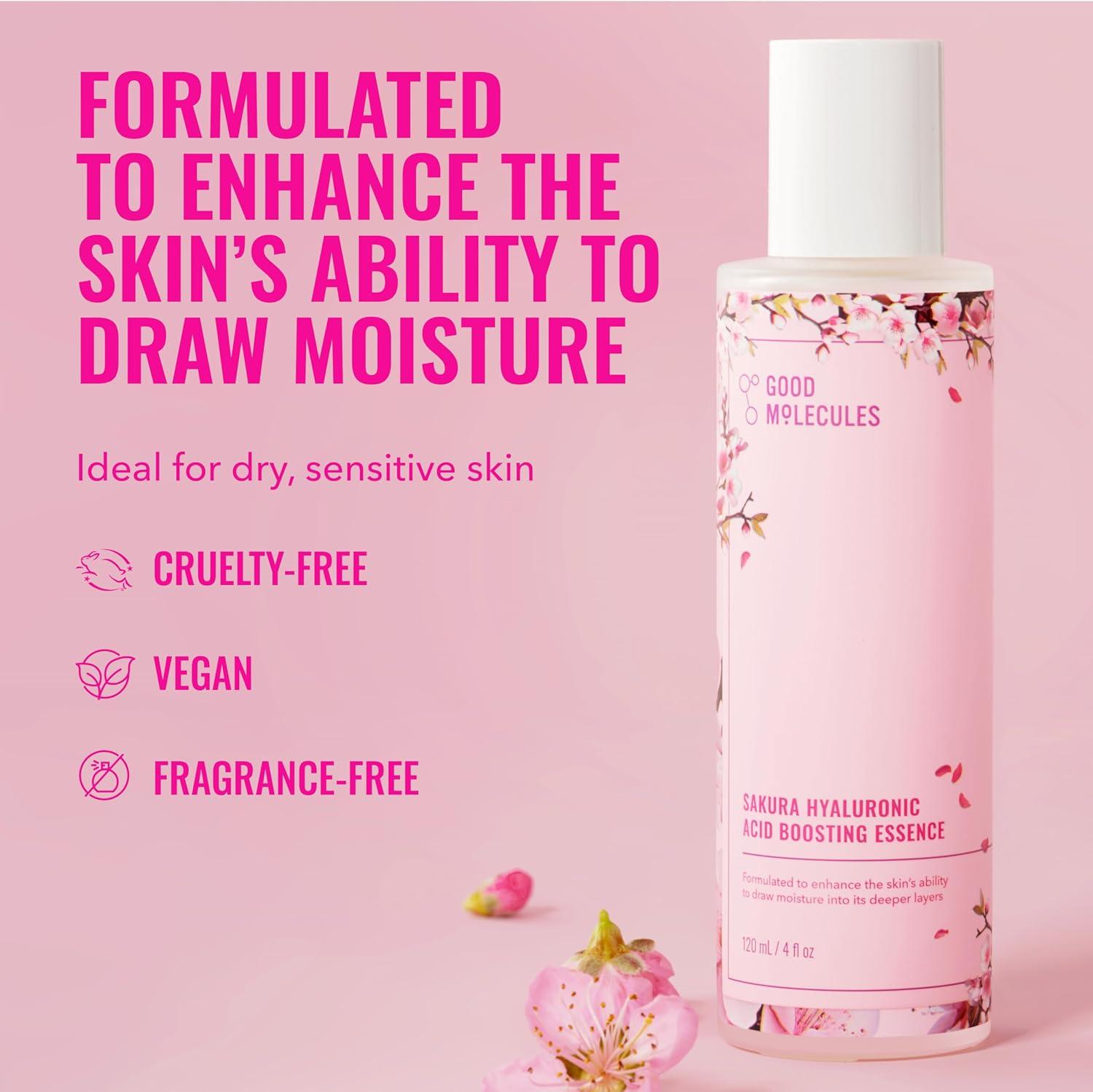 imageGood Molecules Sakura Hyaluronic Acid Boosting Essence Ultra Hydrating Facial Moisturizer Skincare for Hydration Tightening Anti Aging Instant Glow Skin Care for Face