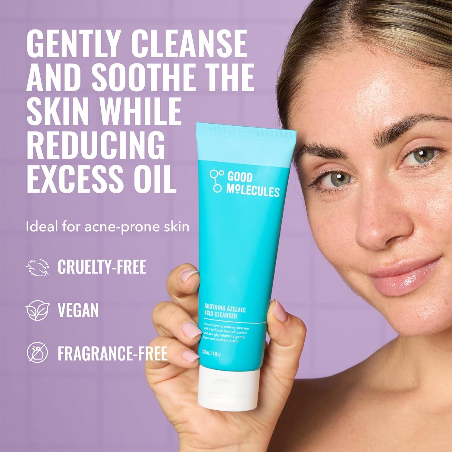 imageGood Molecules Soothing Azelaic Acid Cleanser Gentle Creamy NonFoaming Face Wash for Oily Sensitive ampamp AcneProne Skin Vegan ampamp FragranceFree 120 ml