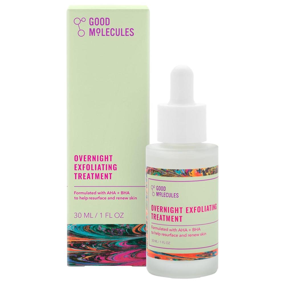 imageGood Molecules Overnight Exfoliating Treatment  Face Exfoliator with AHA ampamp BHA Lightweight Formula  Pore Minimizer Facial Skin Care with Glycolic ampamp Salicylic Acid1 Fl Oz Pack of 1