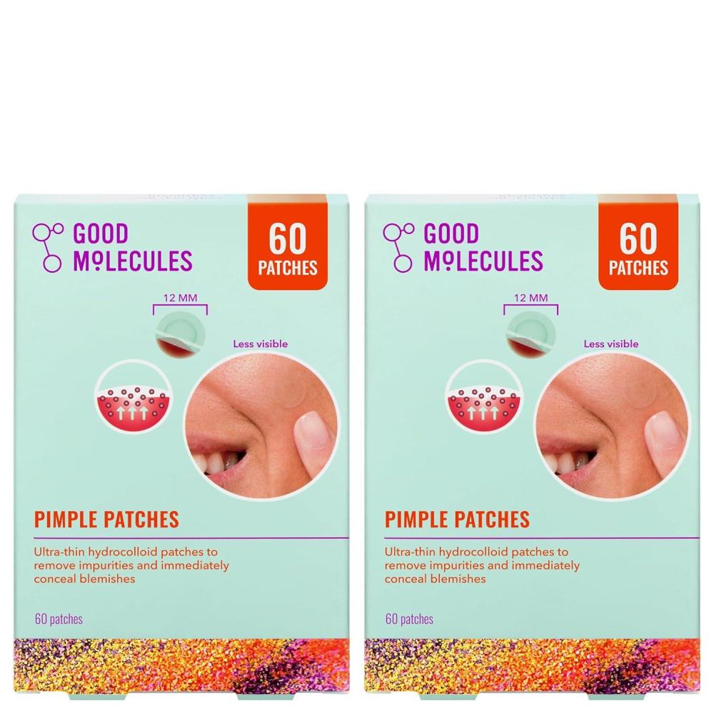 imageGood Molecules Pimple Patches for Face 60 Pack  UltraThin Hydrocolloid Acne ampamp Zit Patches Invisible Under Makeup Clinically Tested Acne Spot Treatment120 Patches