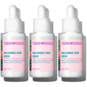 Good Molecules Hyaluronic Acid Serum – 1% Hyaluronic Acid Non-greasy Ultra Hydrating Serum, Facial Moisturizer for Plumper Skin, Skin Care for Face(1 Fl Oz (Pack of 3))
