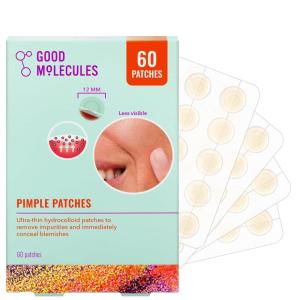 Good Molecules Pimple Patches for Face, 60 Pack – Ultra-Thin Hydrocolloid Acne & Zit Patches, Invisible Under Makeup, Clinically Tested Acne Spot Treatment(60 Patches)
