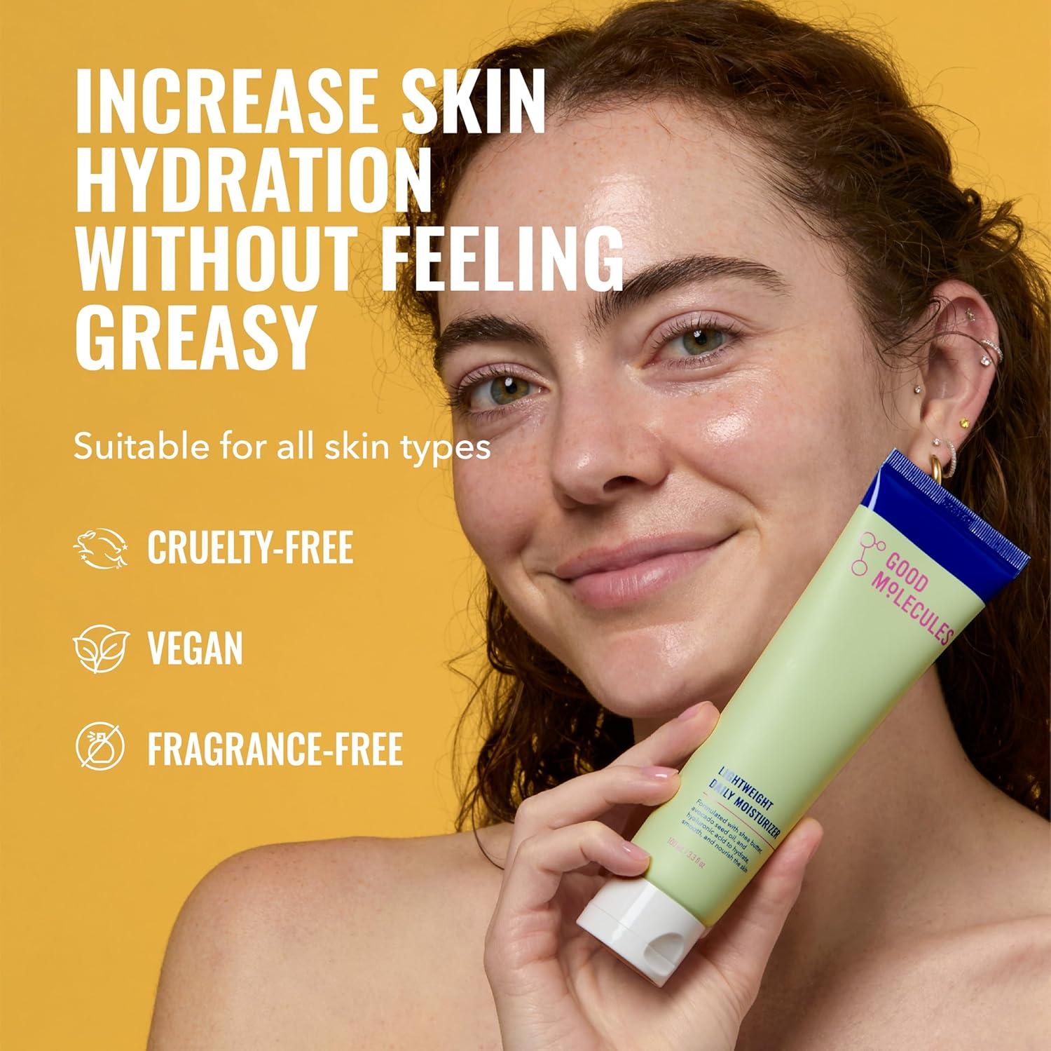 image:imageGood Molecules Lightweight Daily Moisturizer Face Cream Pack 3 100 ml 338 fl oz Each NonGreasy Facial Moisturizer Face Lotion with Shea Butter amp Hyaluronic Acid34 Fl Oz Pack of 2